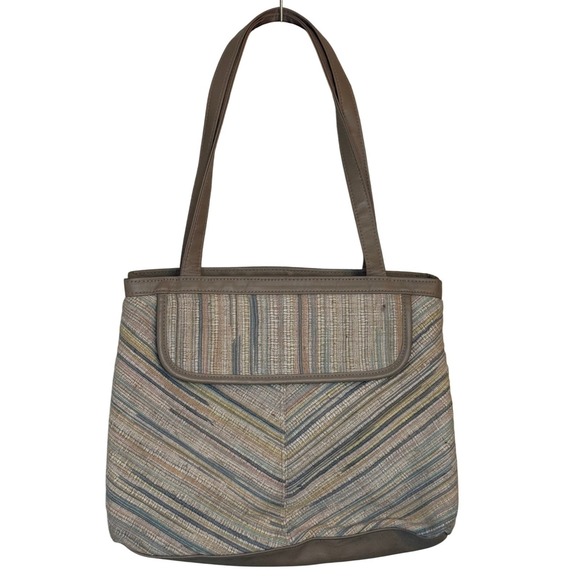 Valerie Barad Purse Women Taupe Beige Tapestry Pocketbook Shoulder Bag Retro - Picture 2 of 9